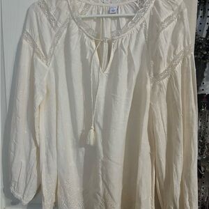 Old Navy Cream Blouse with Lace Details